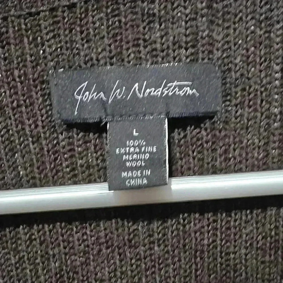 John W Nordstrom 100% Merino Wool Extra Fine NWOT Sweater Jumper 1/4 Zip Brown - Picture 3 of 6